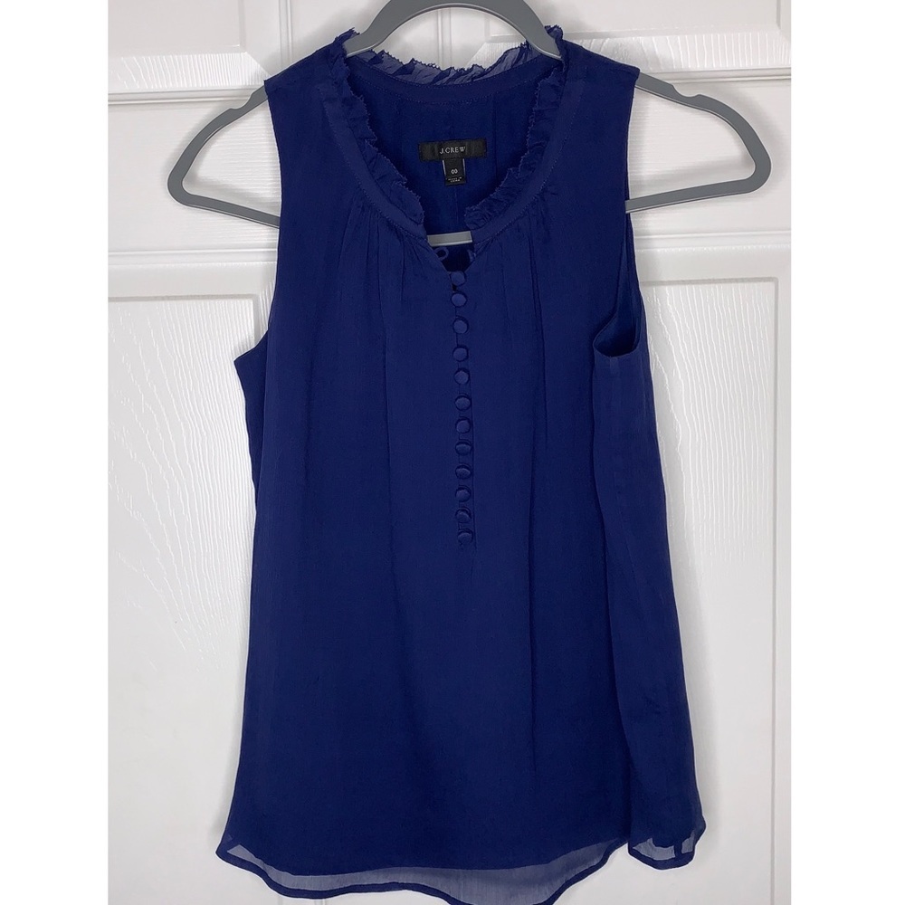 J. Crew Silk Flowy Navy Blue Silk Top